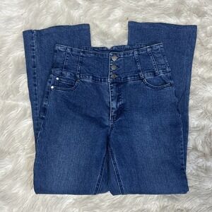 Vintage Cache Jeans Flare Bootcut High Rise Denim 90's Triple Button Boho Baddie